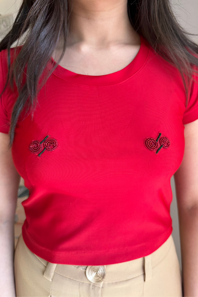 Cherry Pop Cropped T-shirt