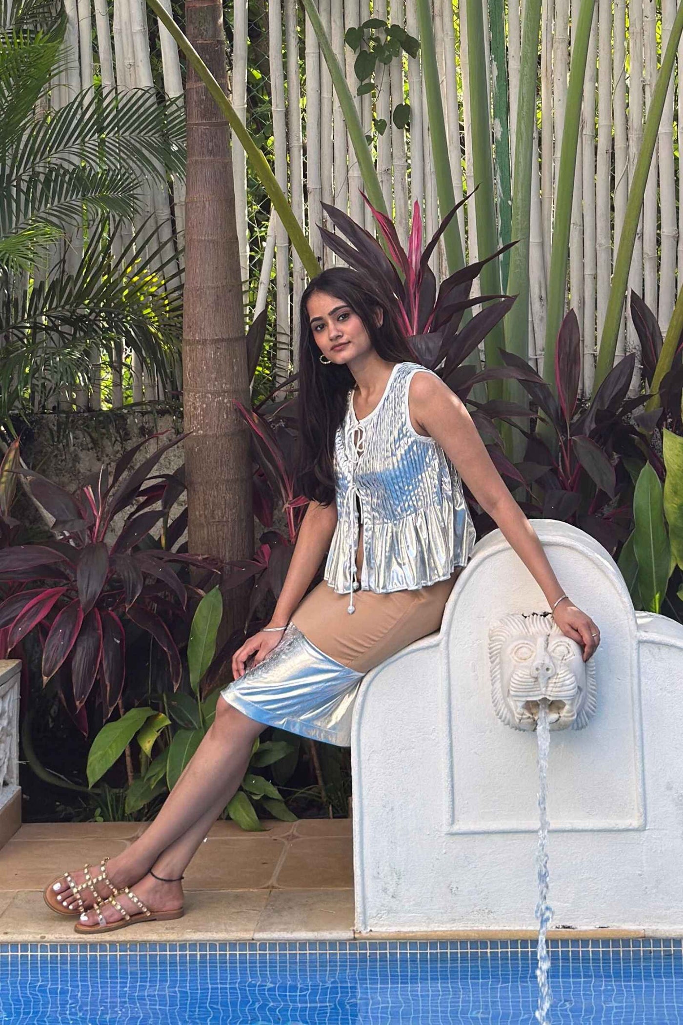 Metallic Muse Front-Tie Top