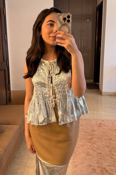 Metallic Muse Front-Tie Top
